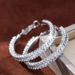 Sparkling Silver Hoop Earrings